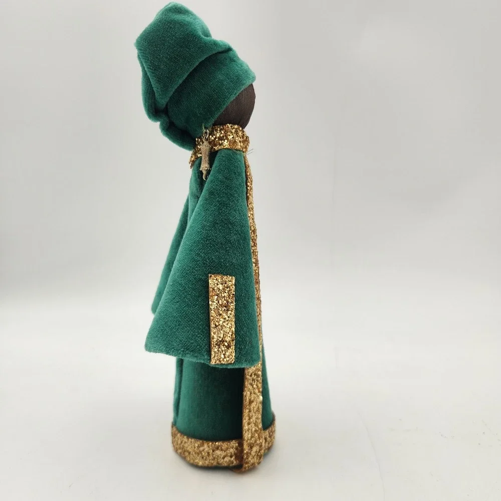 Handmade Vintage Velvet Three Wise Men  Upcycled Thread Cone Figures Atlantic